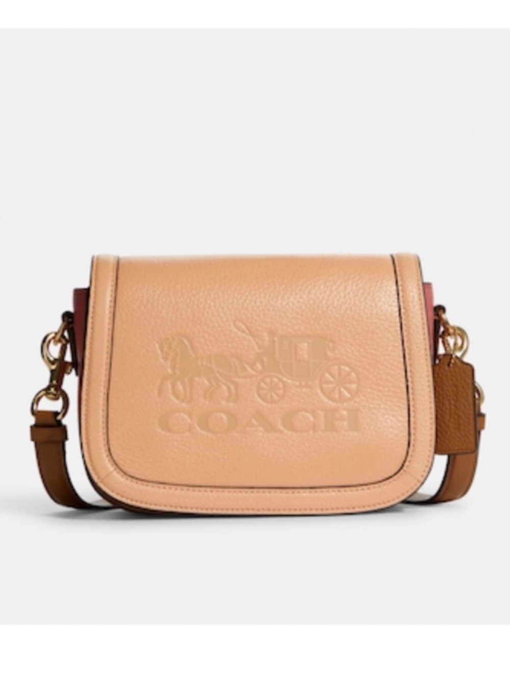 COACH Leather Saddle Bag Crossbody in ColorBlock Faded blush Multi NWT